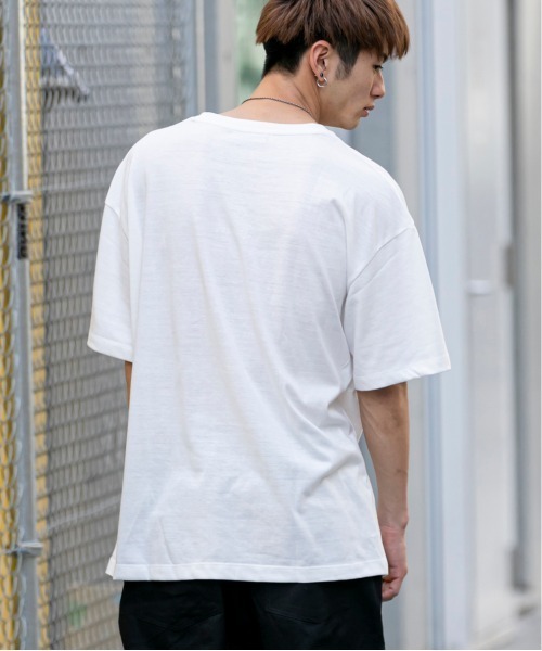 En serio TOKYO（エンソリオトーキョー）の「トレードマーク刺繍ロゴ ビッグシルエット Tシャツ（Tシャツ/カットソー・メンズ・ブラック/オフホワイト/サンドベージュ/スモークピンク/グレイッシュブルー・LL/S/M/L）」の16枚目の写真