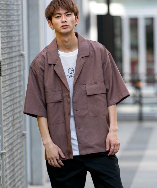 En serio TOKYO（エンソリオトーキョー）の「トレードマーク刺繍ロゴ ビッグシルエット Tシャツ（Tシャツ/カットソー・メンズ・ブラック/オフホワイト/サンドベージュ/スモークピンク/グレイッシュブルー・LL/S/M/L）」の17枚目の写真