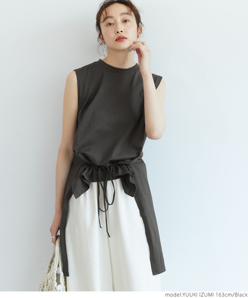 coca(coca)(コカ)の「アシンメトリーノースリトップス(Tシャツ/カットソー・レディース・ブラック/ホワイト・ONE SIZE)」の12枚目の写真