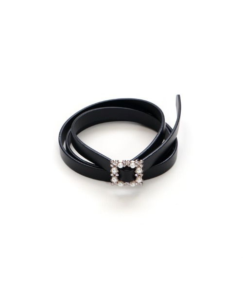 axes femme（アクシーズファム）の「プチビジューバックルベルト（ベルト・レディース・ブラック/ブラウン・MEDIUM）」の5枚目の写真