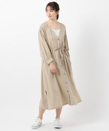 リネンレーヨンガウンワンピース