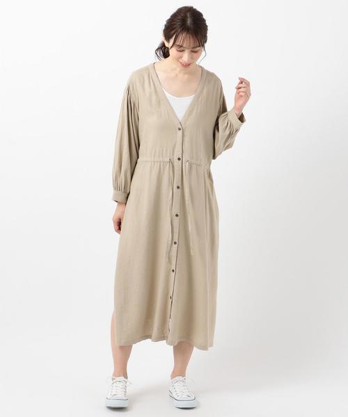 SHARE PARK(シェアパーク)の「リネンレーヨンガウンワンピース(ドレス・レディース・黄土色系・1)」の7枚目の写真