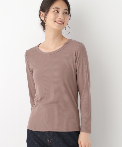 GLOBAL WORK（グローバルワーク）の「BEAUTEEクルーリブプルオーバー/894797（Tシャツ/カットソー・レディース・ブラック/ダークブラウン/オフホワイト・MEDIUM/LARGE）」の3枚目の写真