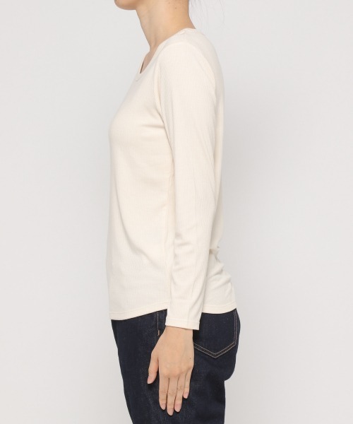 GLOBAL WORK（グローバルワーク）の「BEAUTEEクルーリブプルオーバー/894797（Tシャツ/カットソー・レディース・ブラック/ダークブラウン/オフホワイト・MEDIUM/LARGE）」の5枚目の写真