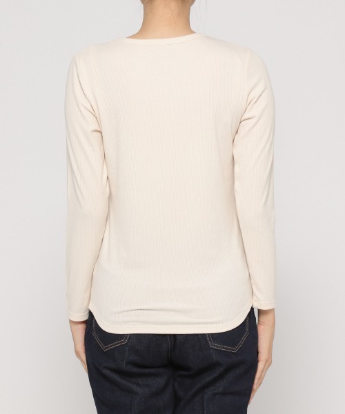 GLOBAL WORK（グローバルワーク）の「BEAUTEEクルーリブプルオーバー/894797（Tシャツ/カットソー・レディース・ブラック/ダークブラウン/オフホワイト・MEDIUM/LARGE）」の6枚目の写真