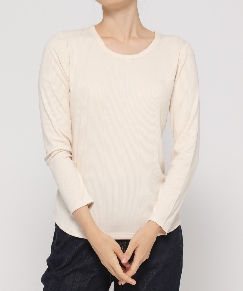GLOBAL WORK（グローバルワーク）の「BEAUTEEクルーリブプルオーバー/894797（Tシャツ/カットソー・レディース・ブラック/ダークブラウン/オフホワイト・MEDIUM/LARGE）」の19枚目の写真