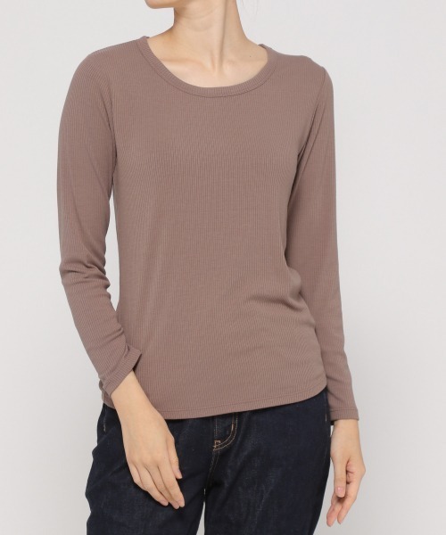 GLOBAL WORK（グローバルワーク）の「BEAUTEEクルーリブプルオーバー/894797（Tシャツ/カットソー・レディース・ブラック/ダークブラウン/オフホワイト・MEDIUM/LARGE）」の21枚目の写真