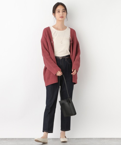 GLOBAL WORK（グローバルワーク）の「BEAUTEEクルーリブプルオーバー/894797（Tシャツ/カットソー・レディース・ブラック/ダークブラウン/オフホワイト・MEDIUM/LARGE）」の17枚目の写真