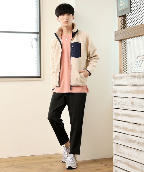 TopIsm(トップイズム)の「シープボアフリース スタンドネックブルゾン(ブルゾン・メンズ・アイボリー/ブラック/カモフラージュ/ベージュ・LL/L/M)」の9枚目の写真