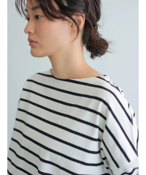 AMERICAN HOLIC(アメリカンホリック)の「ヘビーウエイトボーダーボートネックプルオーバー *●(Tシャツ/カットソー・レディース・イエロー/アイボリー/ネイビー/ピンク/サックスブルー・MEDIUM/LARGE)」の13枚目の写真