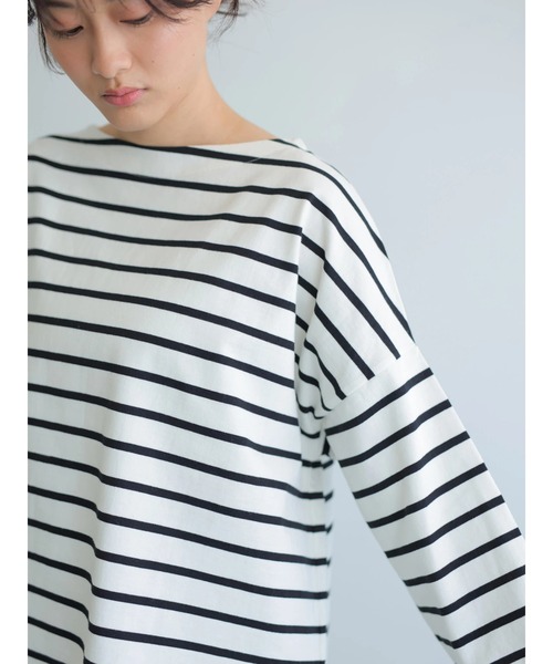 AMERICAN HOLIC(アメリカンホリック)の「ヘビーウエイトボーダーボートネックプルオーバー *●(Tシャツ/カットソー・レディース・イエロー/アイボリー/ネイビー/ピンク/サックスブルー・MEDIUM/LARGE)」の14枚目の写真