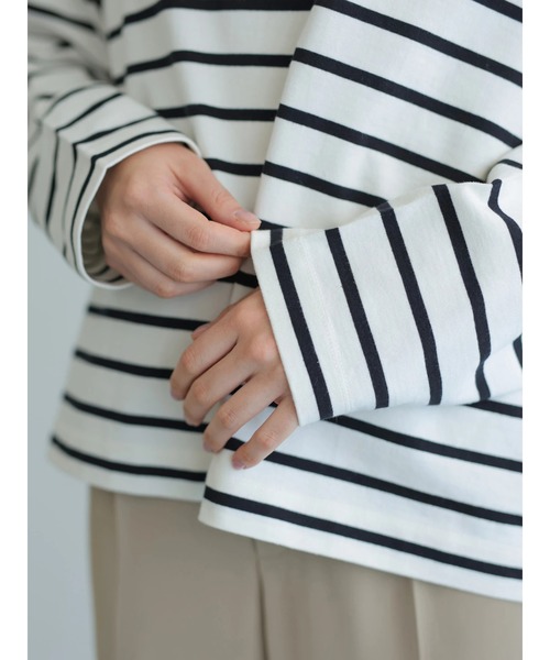 AMERICAN HOLIC(アメリカンホリック)の「ヘビーウエイトボーダーボートネックプルオーバー *●(Tシャツ/カットソー・レディース・イエロー/アイボリー/ネイビー/ピンク/サックスブルー・MEDIUM/LARGE)」の16枚目の写真