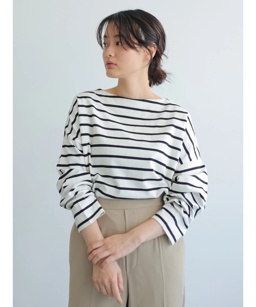 AMERICAN HOLIC(アメリカンホリック)の「ヘビーウエイトボーダーボートネックプルオーバー *●(Tシャツ/カットソー・レディース・イエロー/アイボリー/ネイビー/ピンク/サックスブルー・MEDIUM/LARGE)」の17枚目の写真