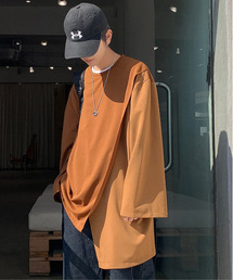 【neos -addictive design-】ビッグシルエット 切替 配色 ドレープカットソー