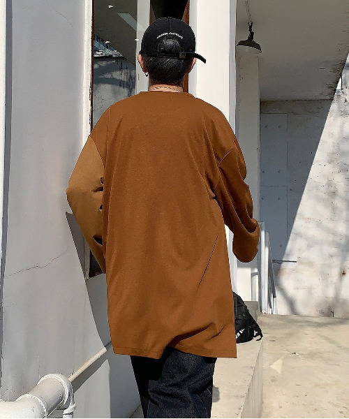 neos(ネオス)の「【neos -addictive design-】ビッグシルエット 切替 配色 ドレープカットソー(Tシャツ/カットソー・メンズ・ブルー/ブラウン/ブラック・MEDIUM/LARGE)」の12枚目の写真
