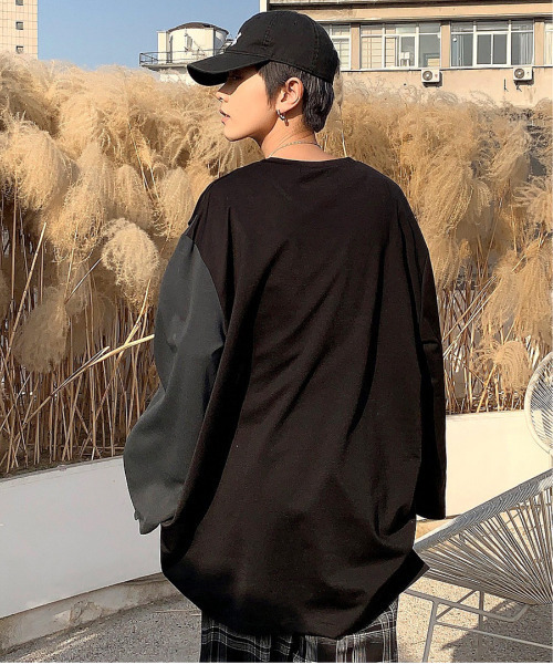 neos(ネオス)の「【neos -addictive design-】ビッグシルエット 切替 配色 ドレープカットソー(Tシャツ/カットソー・メンズ・ブルー/ブラウン/ブラック・MEDIUM/LARGE)」の6枚目の写真