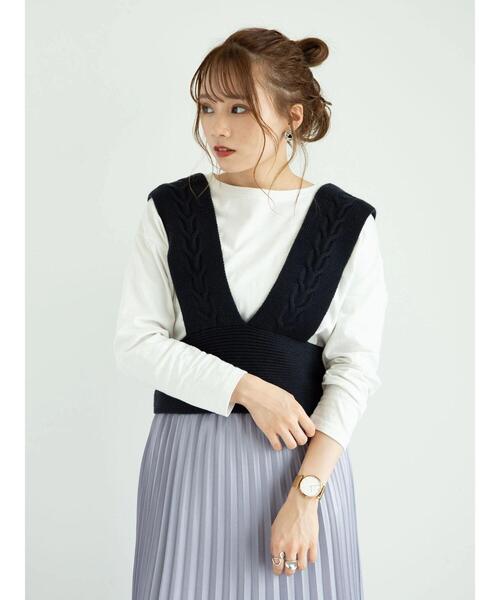 earth music&ecology（アースミュージックアンドエコロジー）の「2wayケーブルラインベスト ＊（ベスト・レディース・ブラック/ベージュ/オフホワイト・FREE）」の19枚目の写真