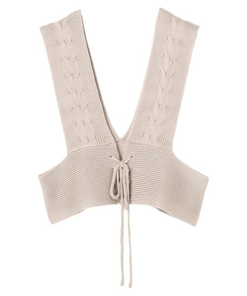 earth music&ecology（アースミュージックアンドエコロジー）の「2wayケーブルラインベスト ＊（ベスト・レディース・ブラック/ベージュ/オフホワイト・FREE）」の4枚目の写真