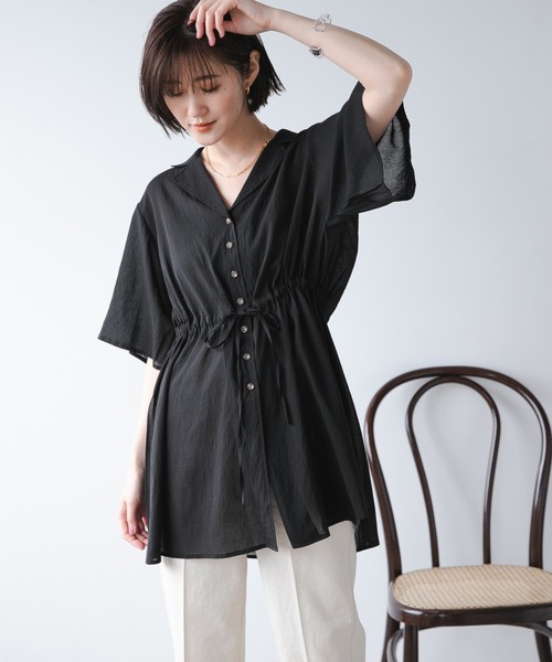 A part by(アパートバイ)の「Poカイキンドロストシャツ半袖 946939(シャツ/ブラウス・レディース・ブラック/オフホワイト/グリーン系その他5/ベージュ系その他・FREE)」の15枚目の写真