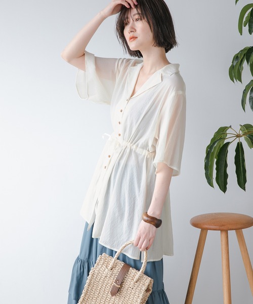 A part by(アパートバイ)の「Poカイキンドロストシャツ半袖 946939(シャツ/ブラウス・レディース・ブラック/オフホワイト/グリーン系その他5/ベージュ系その他・FREE)」の5枚目の写真