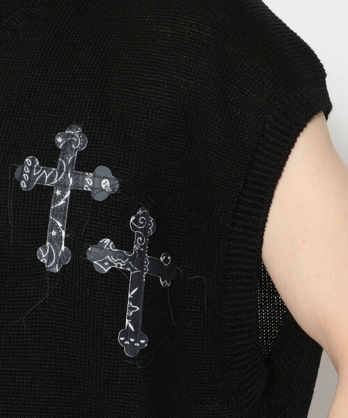 Children of the discordance（チルドレン オブ ザ ディスコ-ダンス）の「Children of the discordance（チルドレン オブ ザ ディスコーダンス）LIMITEDアイテム 7G CROSS KNIT VEST 90s（ニット/セーター・メンズ・ブラック・1/2/3）」の14枚目の写真