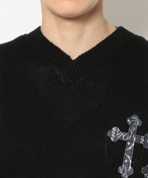 Children of the discordance（チルドレン オブ ザ ディスコ-ダンス）の「Children of the discordance（チルドレン オブ ザ ディスコーダンス）LIMITEDアイテム 7G CROSS KNIT VEST 90s（ニット/セーター・メンズ・ブラック・1/2/3）」の9枚目の写真