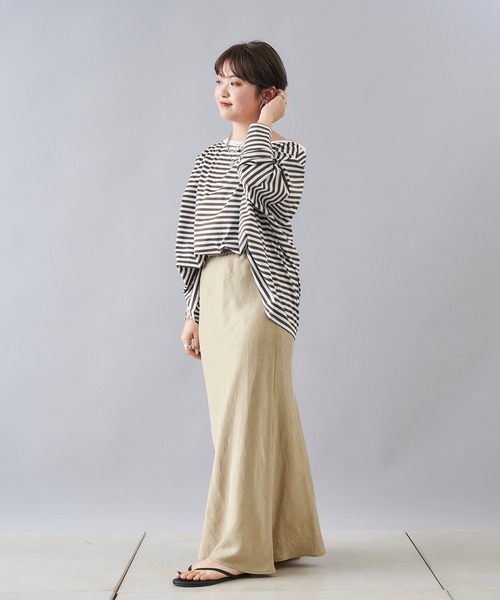 DouDou（ドゥドゥ）の「ボートネックボーダーT（Tシャツ/カットソー・レディース・ブラック/カーキ/ネイビー・FREE）」の17枚目の写真