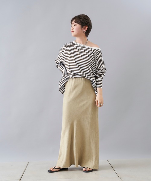 DouDou（ドゥドゥ）の「ボートネックボーダーT（Tシャツ/カットソー・レディース・ブラック/カーキ/ネイビー・FREE）」の18枚目の写真