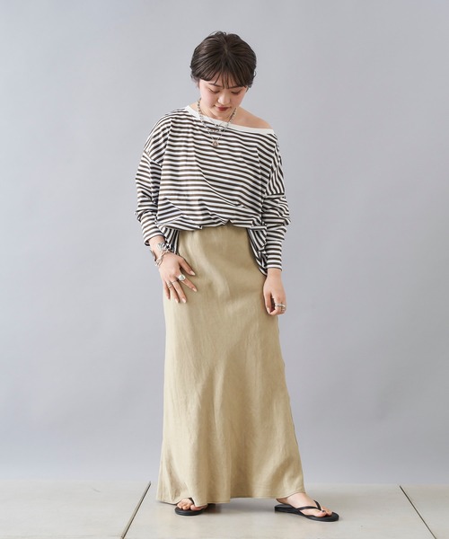 DouDou（ドゥドゥ）の「ボートネックボーダーT（Tシャツ/カットソー・レディース・ブラック/カーキ/ネイビー・FREE）」の19枚目の写真