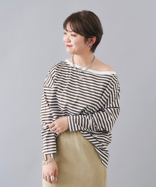 DouDou（ドゥドゥ）の「ボートネックボーダーT（Tシャツ/カットソー・レディース・ブラック/カーキ/ネイビー・FREE）」の20枚目の写真