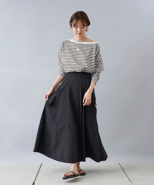 DouDou（ドゥドゥ）の「ボートネックボーダーT（Tシャツ/カットソー・レディース・ブラック/カーキ/ネイビー・FREE）」の10枚目の写真