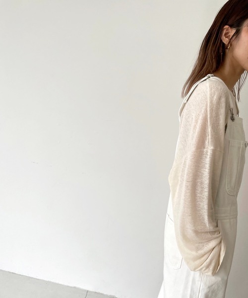 CANAL JEAN（キャナルジーン）の「via j(ヴィアジェイ) リネンレーヨンスラブロングTシャツ（Tシャツ/カットソー・レディース・ブラック/アイボリー/カーキ・ONE SIZE）」の5枚目の写真