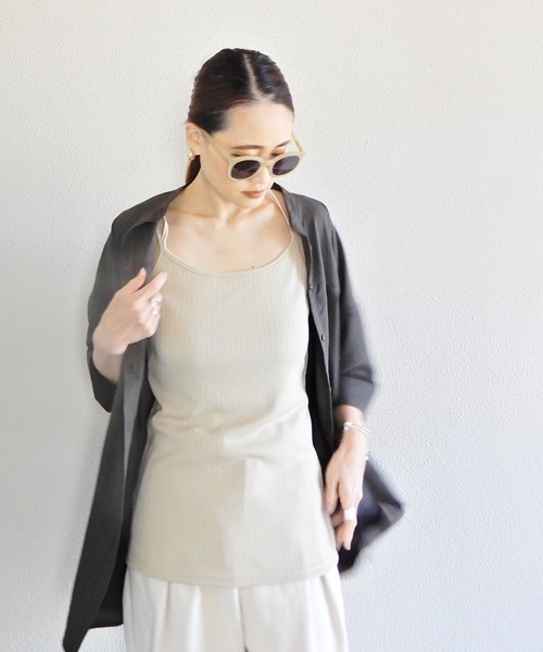 y/m by Yukie（イムバイユキエ）の「バックフリルシャツチュニック（シャツ/ブラウス・レディース・チャコールグレー/オフホワイト・FREE）」の20枚目の写真