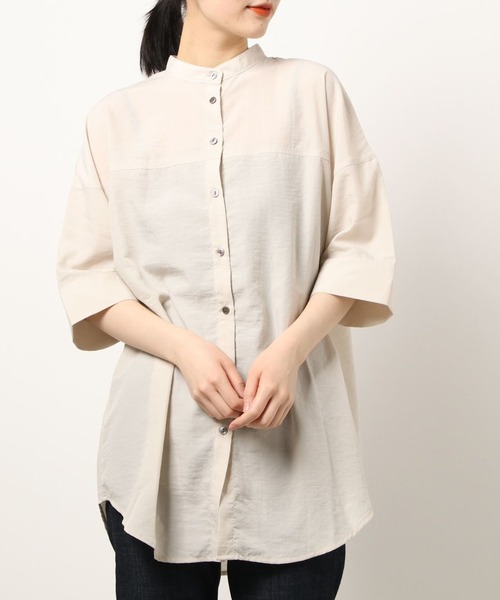 y/m by Yukie（イムバイユキエ）の「バックフリルシャツチュニック（シャツ/ブラウス・レディース・チャコールグレー/オフホワイト・FREE）」の18枚目の写真