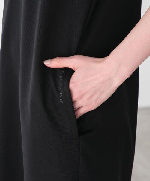 FEELING MADE（フィーリングメイド）の「FEELING MADE ストレッチポンチ Vネック ジャンパースカート（ワンピース・レディース・パープル/ブラック/ダークグリーン・MEDIUM/SMALL/LARGE）」の16枚目の写真