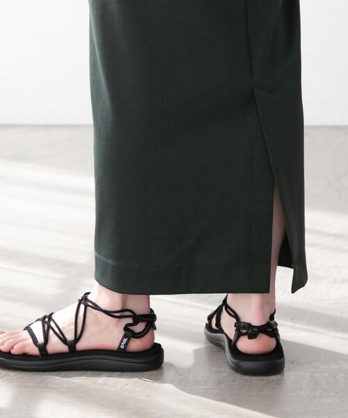 FEELING MADE（フィーリングメイド）の「FEELING MADE ストレッチポンチ Vネック ジャンパースカート（ワンピース・レディース・パープル/ブラック/ダークグリーン・MEDIUM/SMALL/LARGE）」の5枚目の写真