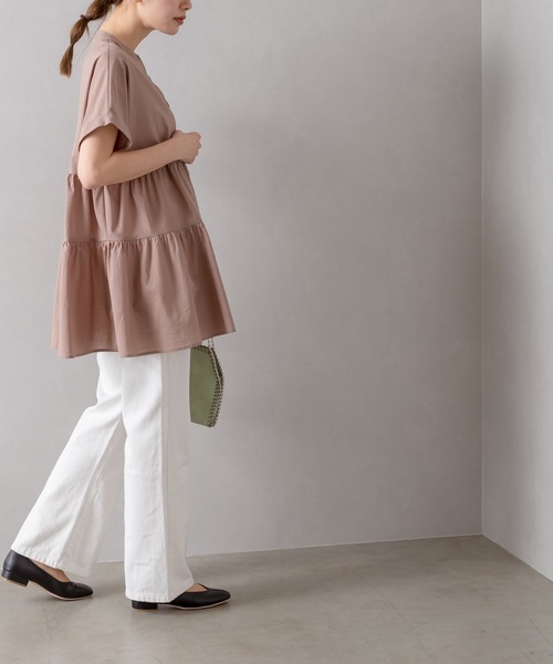 SpRay（スプレイ）の「ティア－ドバンドカラ－チュニック（チュニック・レディース・ブラック/オフホワイト/モカ・FREE）」の3枚目の写真