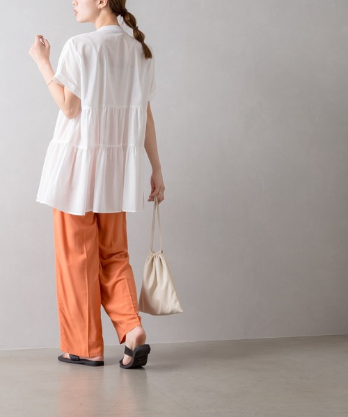 SpRay（スプレイ）の「ティア－ドバンドカラ－チュニック（チュニック・レディース・ブラック/オフホワイト/モカ・FREE）」の4枚目の写真