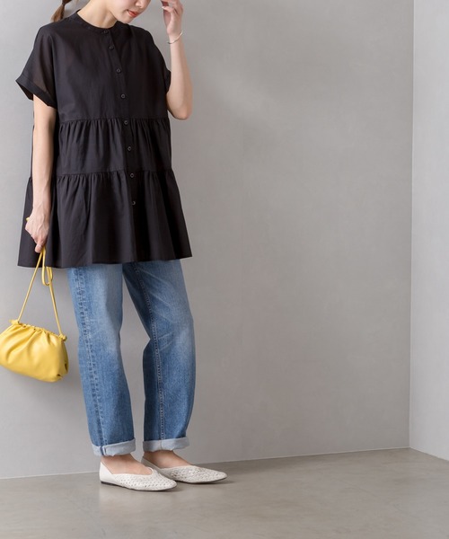 SpRay（スプレイ）の「ティア－ドバンドカラ－チュニック（チュニック・レディース・ブラック/オフホワイト/モカ・FREE）」の5枚目の写真