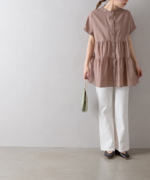 SpRay（スプレイ）の「ティア－ドバンドカラ－チュニック（チュニック・レディース・ブラック/オフホワイト/モカ・FREE）」の9枚目の写真