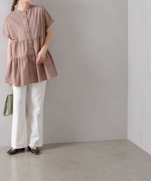 SpRay（スプレイ）の「ティア－ドバンドカラ－チュニック（チュニック・レディース・ブラック/オフホワイト/モカ・FREE）」の8枚目の写真