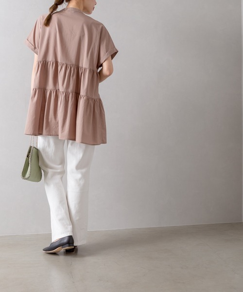 SpRay（スプレイ）の「ティア－ドバンドカラ－チュニック（チュニック・レディース・ブラック/オフホワイト/モカ・FREE）」の11枚目の写真