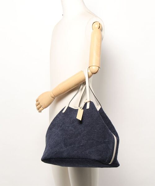 DEL CONTE（デル コンテ）の「【DEL CONTE】キャンバスバッグ(Q07131)（トートバッグ・レディース・ホワイト/ネイビー・ALL）」の4枚目の写真