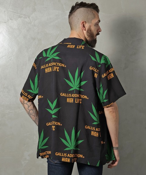 GALLIS ADDICTION（ガリスアディクション）の「GA OPEN-COLLAR ヘンプ S/Sシャツ/開襟シャツ（シャツ/ブラウス・メンズ・ブラック/バイオレット/ベージュ・FREE）」の2枚目の写真