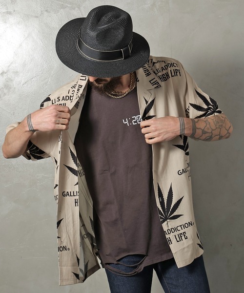 GALLIS ADDICTION（ガリスアディクション）の「GA OPEN-COLLAR ヘンプ S/Sシャツ/開襟シャツ（シャツ/ブラウス・メンズ・ブラック/バイオレット/ベージュ・FREE）」の11枚目の写真