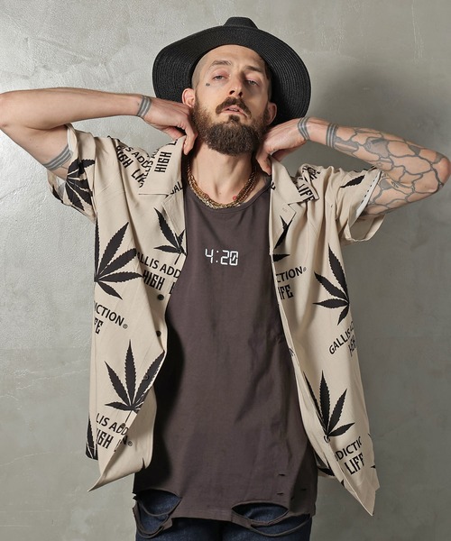 GALLIS ADDICTION（ガリスアディクション）の「GA OPEN-COLLAR ヘンプ S/Sシャツ/開襟シャツ（シャツ/ブラウス・メンズ・ブラック/バイオレット/ベージュ・FREE）」の12枚目の写真