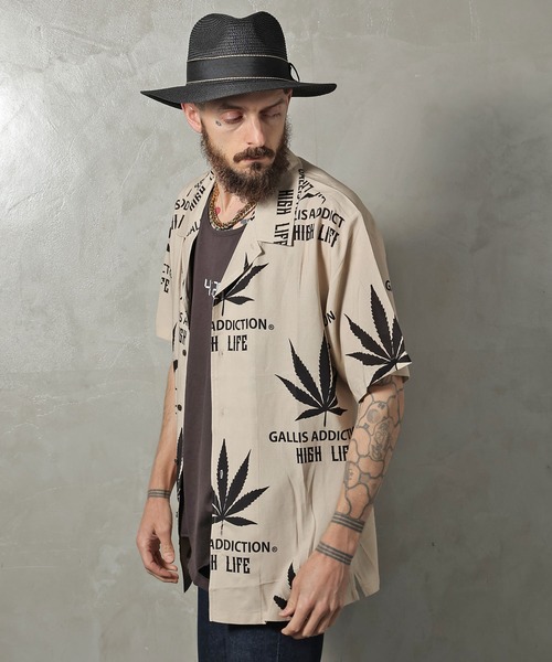 GALLIS ADDICTION（ガリスアディクション）の「GA OPEN-COLLAR ヘンプ S/Sシャツ/開襟シャツ（シャツ/ブラウス・メンズ・ブラック/バイオレット/ベージュ・FREE）」の14枚目の写真