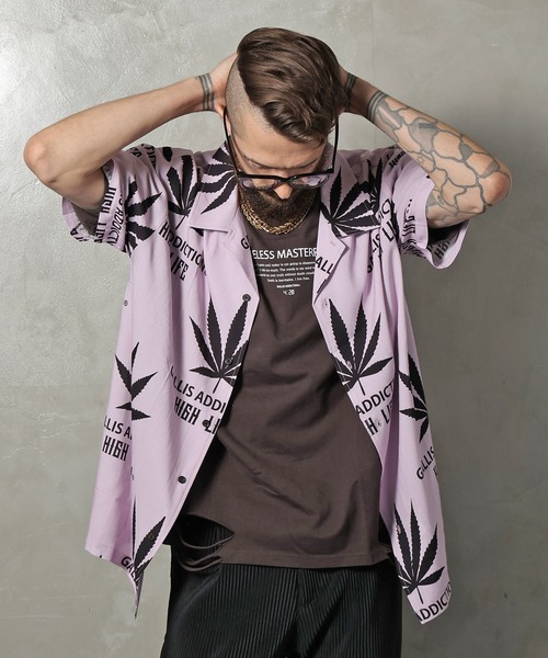 GALLIS ADDICTION（ガリスアディクション）の「GA OPEN-COLLAR ヘンプ S/Sシャツ/開襟シャツ（シャツ/ブラウス・メンズ・ブラック/バイオレット/ベージュ・FREE）」の16枚目の写真