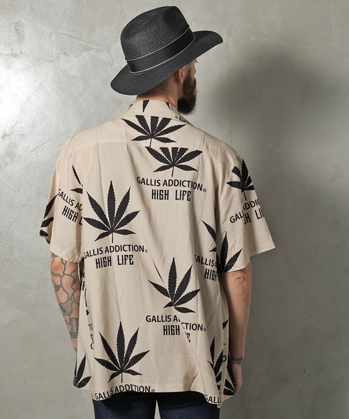 GALLIS ADDICTION（ガリスアディクション）の「GA OPEN-COLLAR ヘンプ S/Sシャツ/開襟シャツ（シャツ/ブラウス・メンズ・ブラック/バイオレット/ベージュ・FREE）」の4枚目の写真