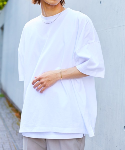 WEGO（ウィゴー）の「WEGO/コンパクトコットンワイドルーズ半袖Tシャツ（Tシャツ/カットソー・メンズ・ブラウン/スミクロ/ベージュ/グリーン/ホワイト・LARGE/SMALL/MEDIUM）」の13枚目の写真